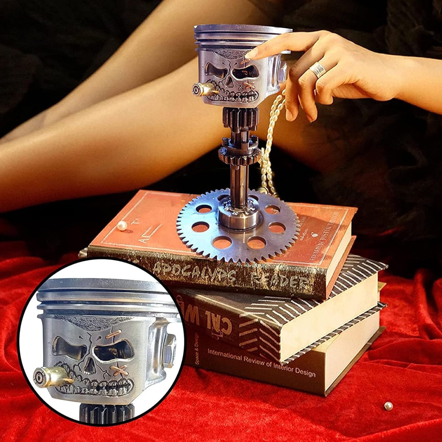 Office Furniture And Design - Handmade Metal Art Figurine Carved Piston