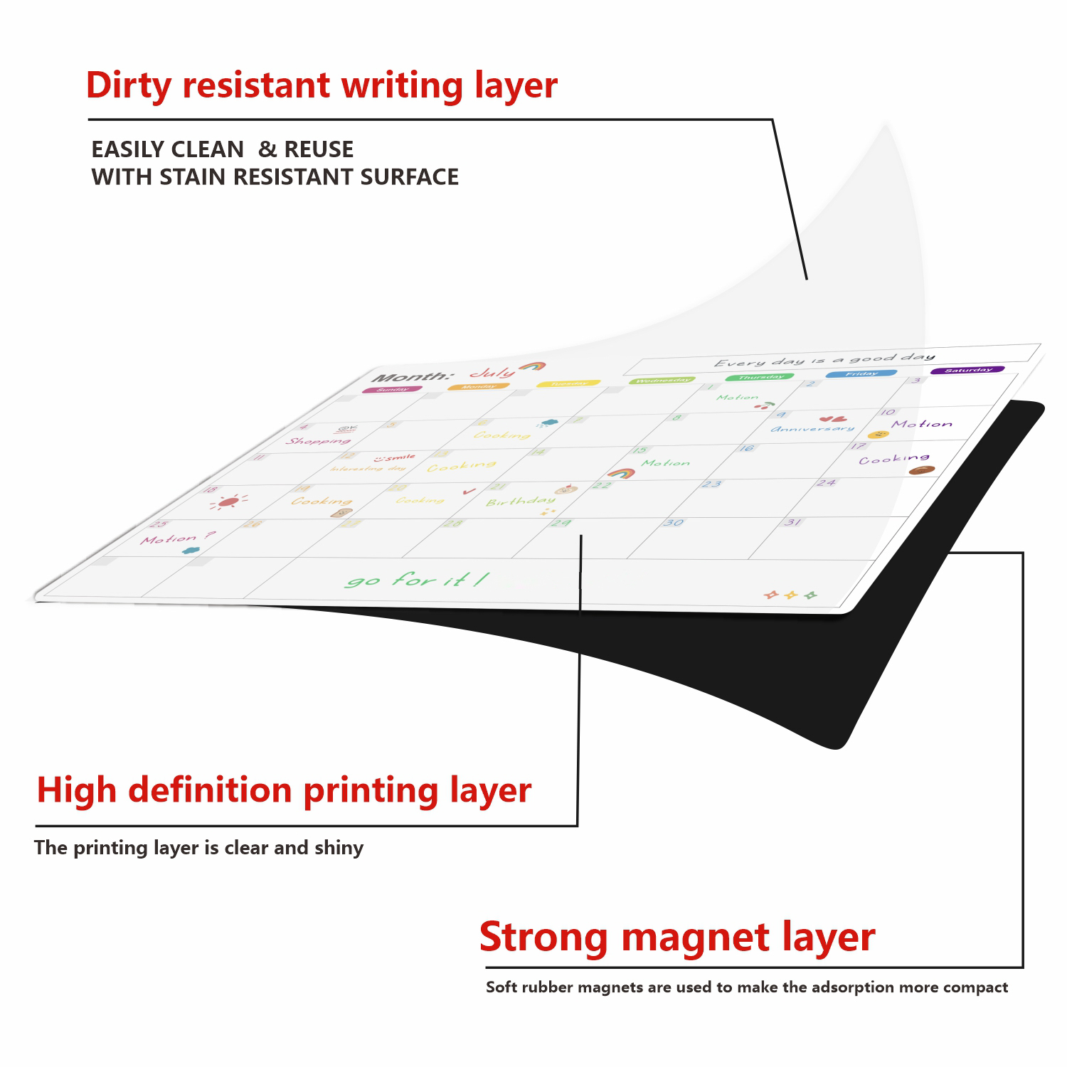 Magnetic Calendar For Fridge M - огляд і ціна Magnetic Whiteboard Calendar