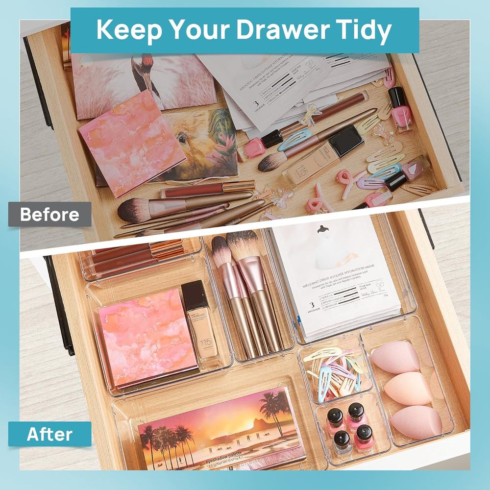 25 PCS Clear Plastic Drawer Or - огляд і ціна Drawer Organizer Tray