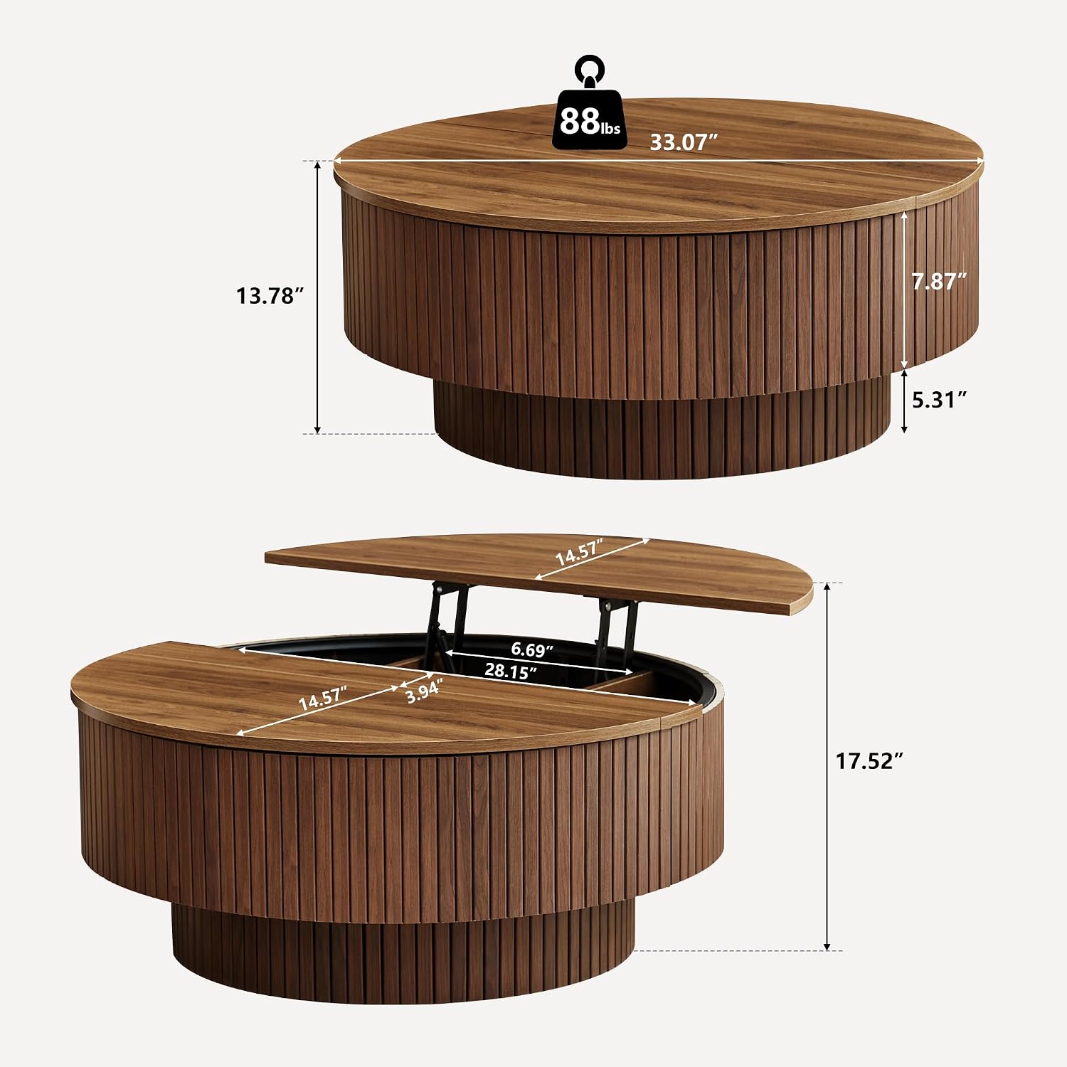 33 Inch Round Coffee Table Wit - огляд і ціна Office Furniture And Design