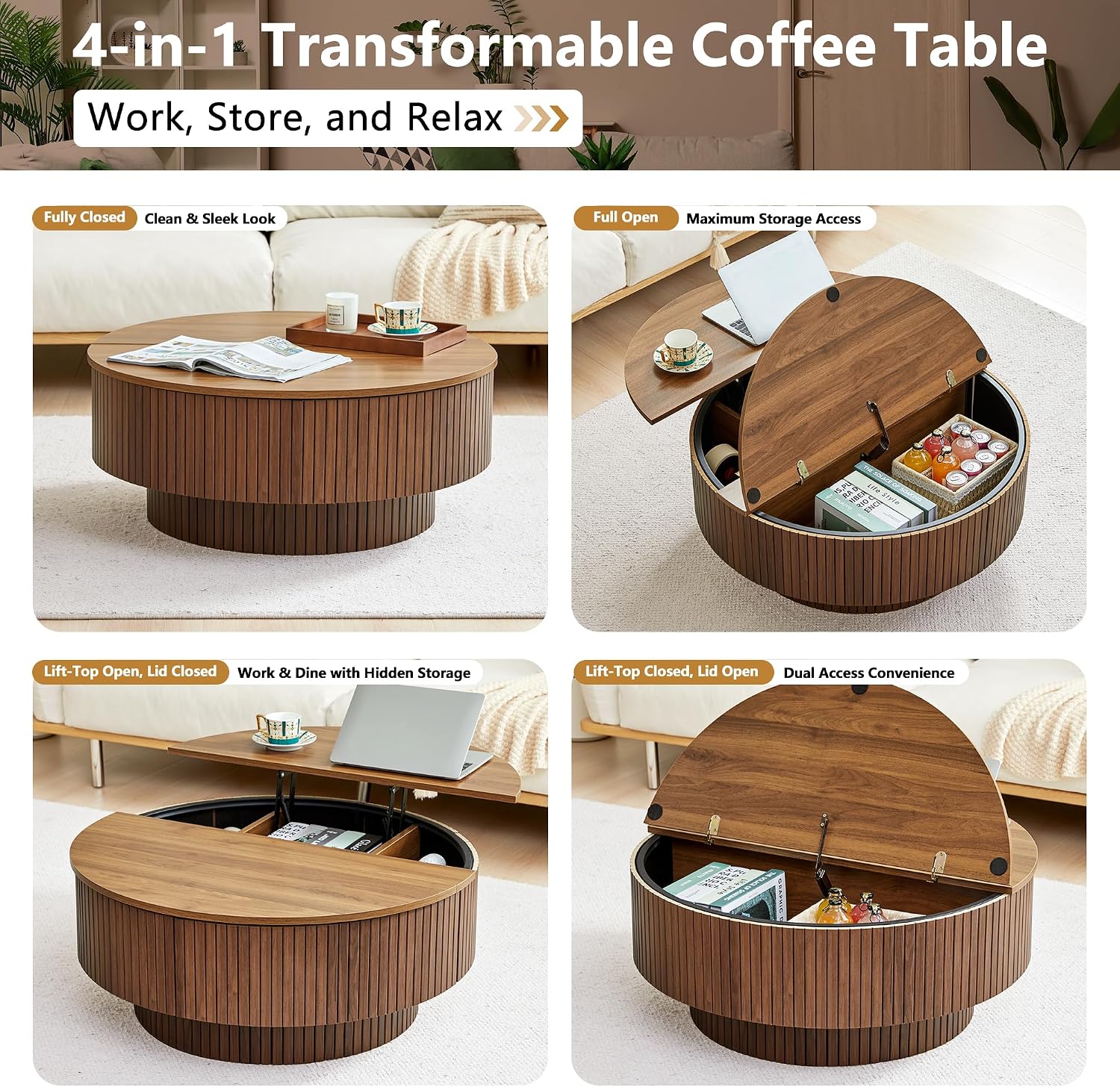33 Inch Round Coffee Table Wit - огляд і ціна Office Furniture And Design