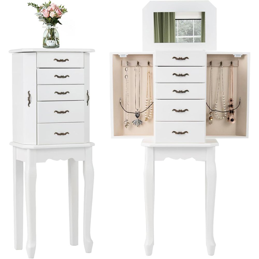 White Standing Jewelry Armoire - огляд і ціна Drawer Organizer Tray