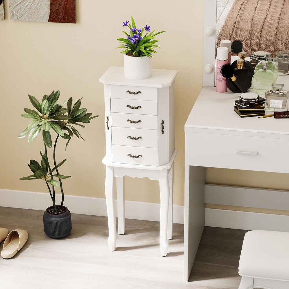 White Standing Jewelry Armoire - огляд і ціна Drawer Organizer Tray