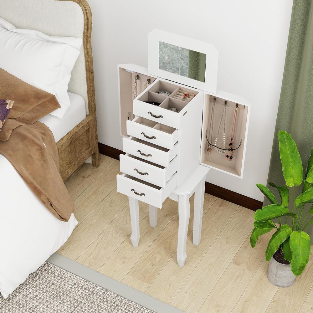 White Standing Jewelry Armoire - огляд і ціна Drawer Organizer Tray